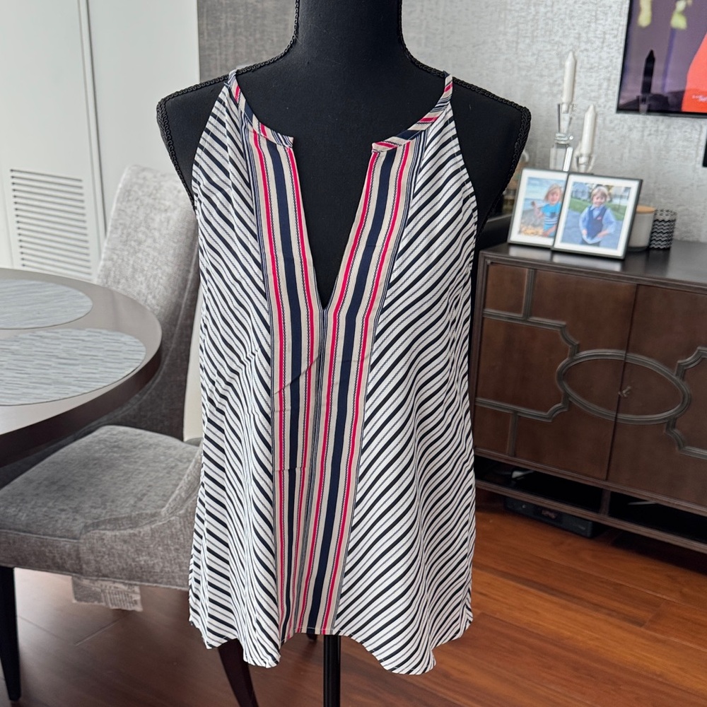 Joie Black and White Striped Tank Top